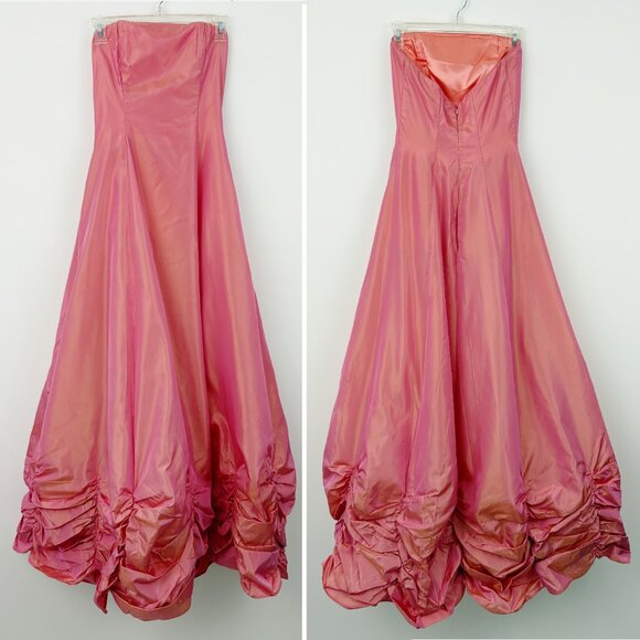 Vintage Jessica McClintock Gunne Sax Prom Dress Size 3 Peach Taffeta Ruched - Picture 1 of 8